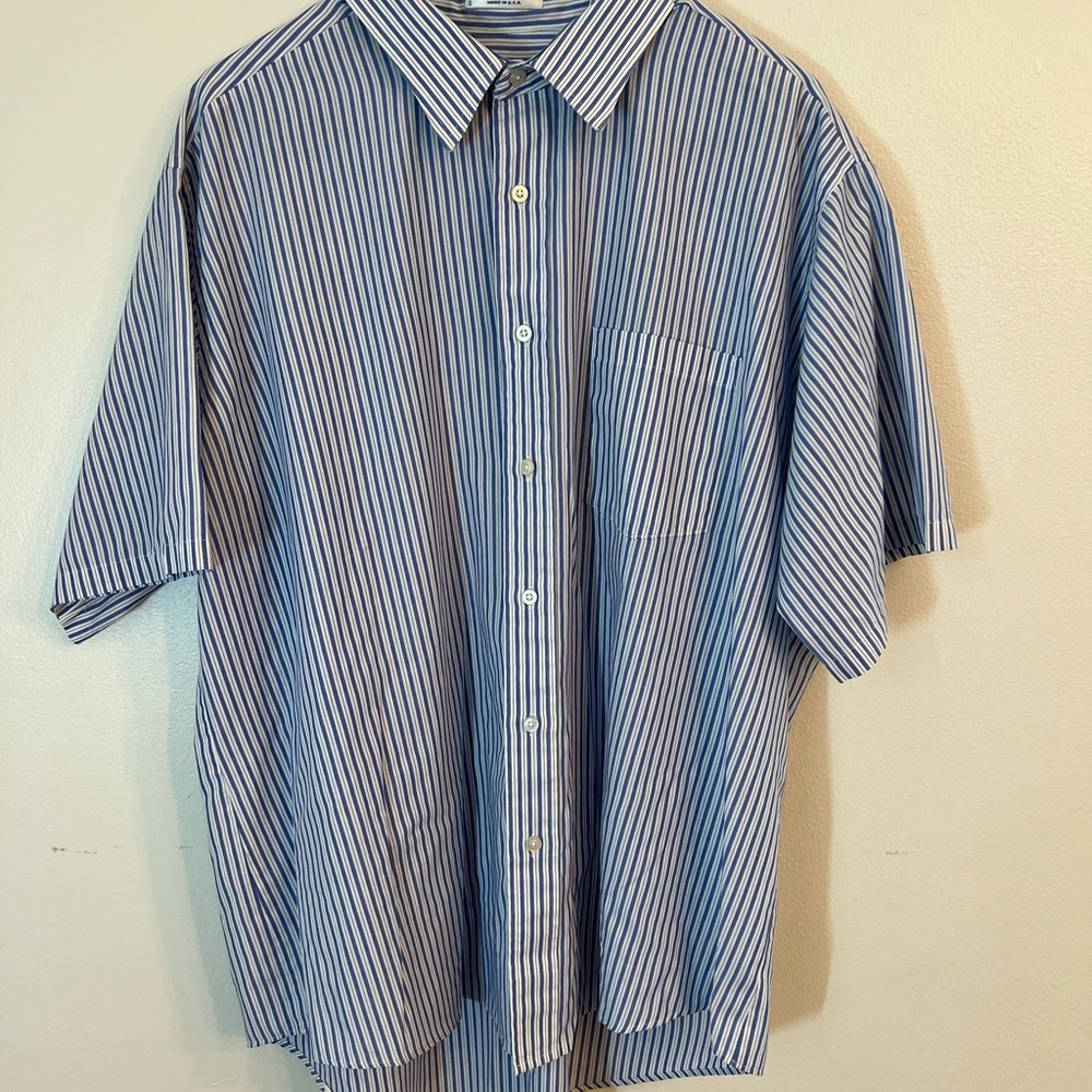Van Heusen Blue and White Striped Casual Shirt